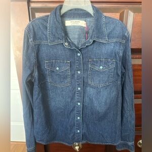Idyllwind Miranda Lambert Women’s Lg Western Blue Denim Pearl Snap Shirt NWT